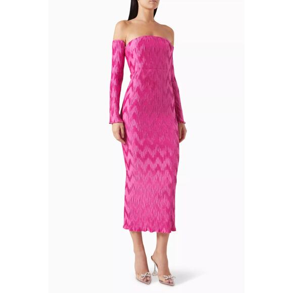 B27 L'Idee Affaire Pleated Midi Dress Womens 10 Y2K Party Glam Dopamine Dressing - Picture 1 of 11